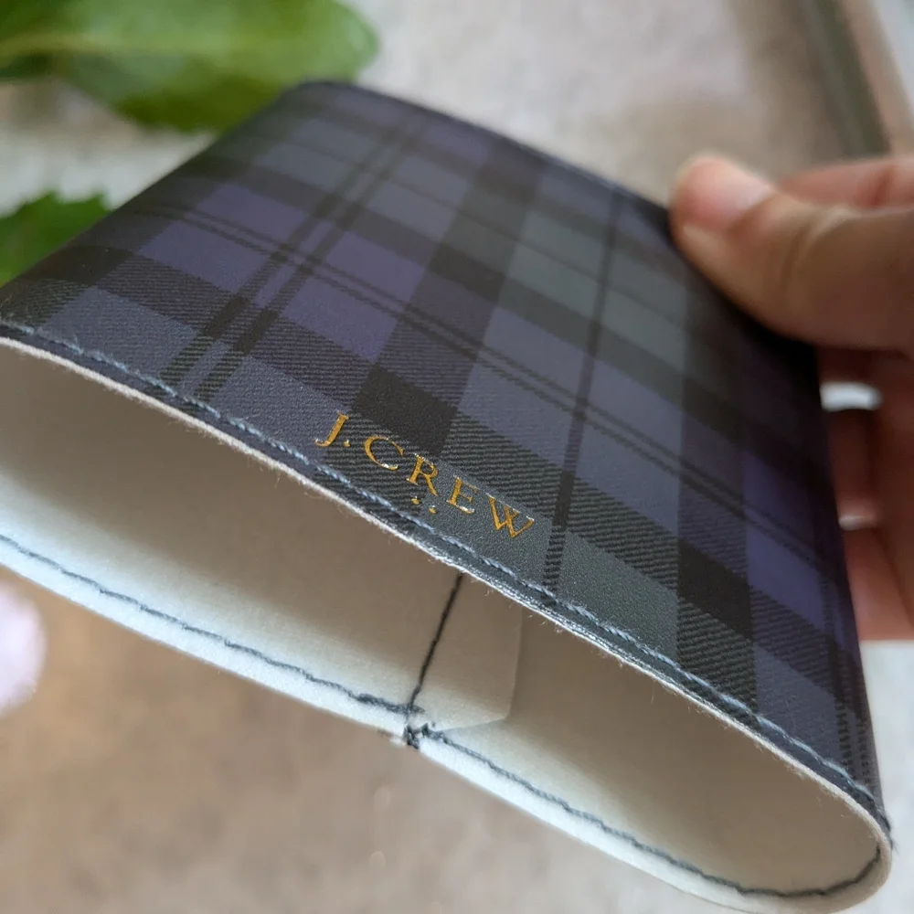 J. Crew Stainless Steel Flask Purple Plaid Cover